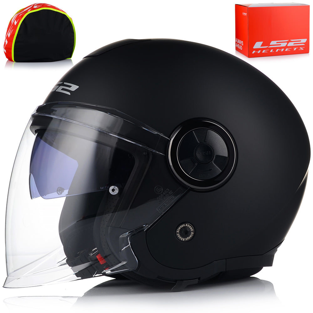 MOTORCYCLE OPEN HELMET LS2 OF620 CLASSY II BLACK MATT 22/06 + BLEND