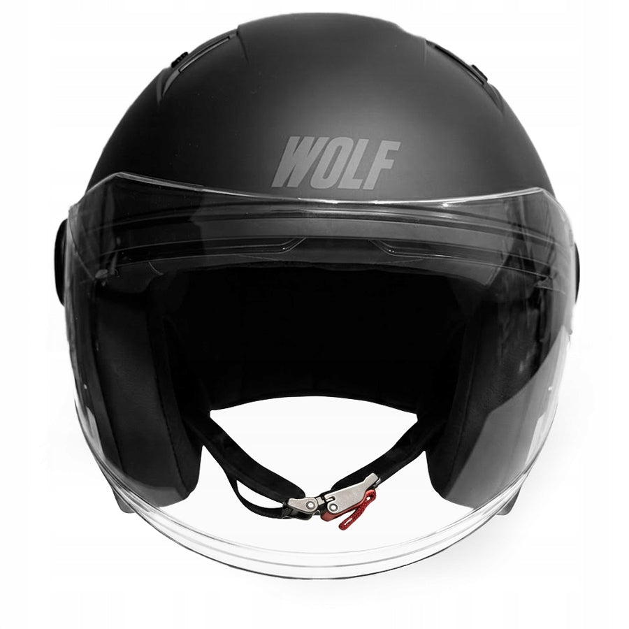 MOTORCYCLE OPEN HELMET WITH BLEND WOLF AKIRA BLACK MAT L Size L