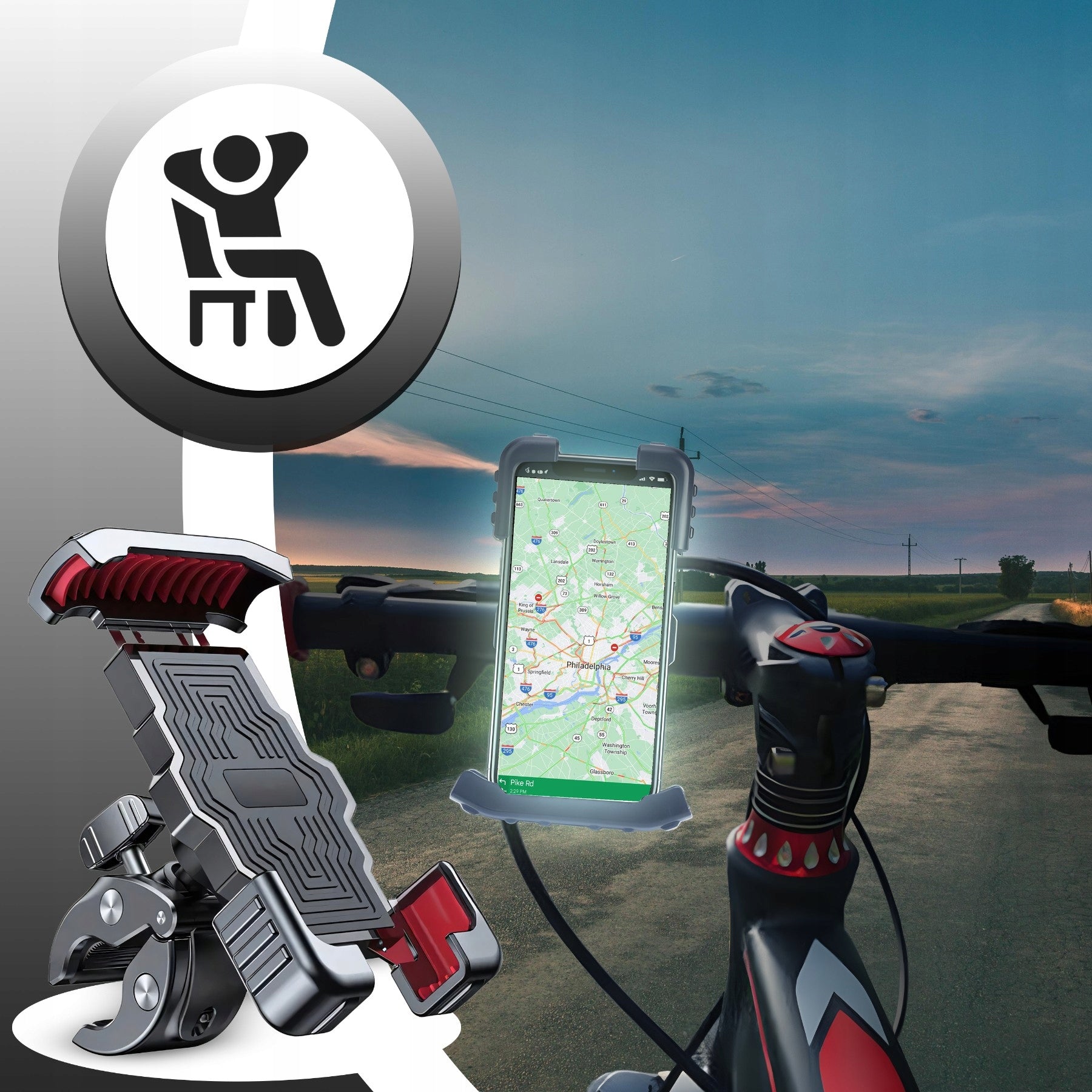 MOTORCYCLE PHONE BIKE HOLDER 360° ANTI-SHOCK STABLE STRONG For mobile