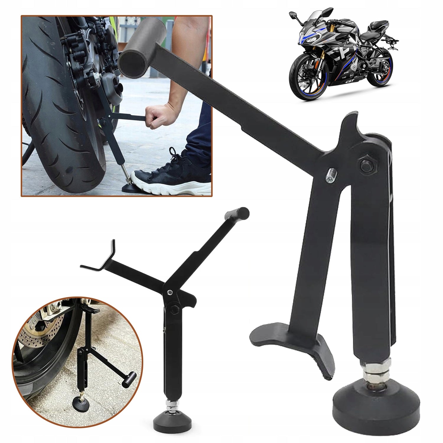 MOTORCYCLE REAR WHEEL STAND, CHAIN CLEANING WHEEL RACK