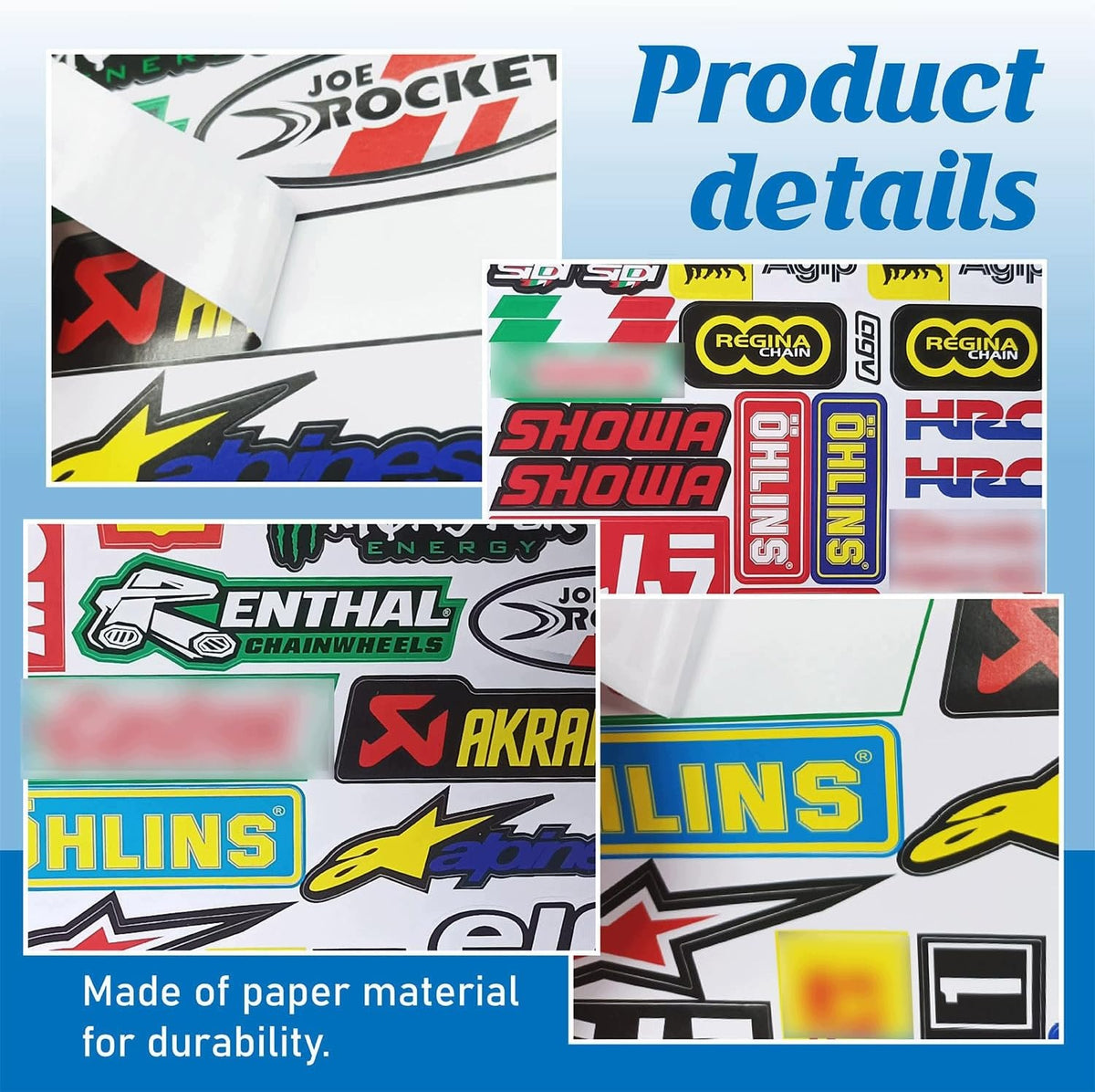 MOTORCYCLE STICKERS SET OF 4 SHEETS MONSTER ENERGY SPORT RACING COLORFUL Color multicolor