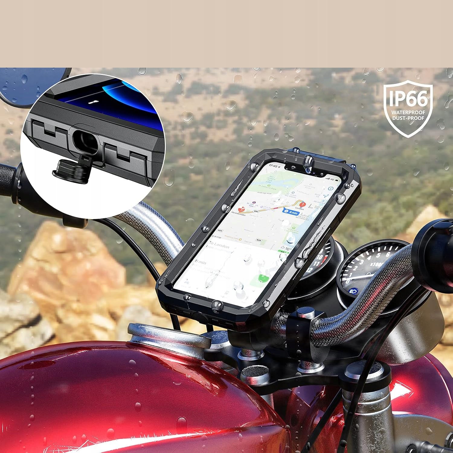 MOTORCYCLE WATERPROOF HOLDER ADJUSTABLE360° FOR PHONE WITH VIBRATION DAMPING EAN (GTIN) 6214174277531