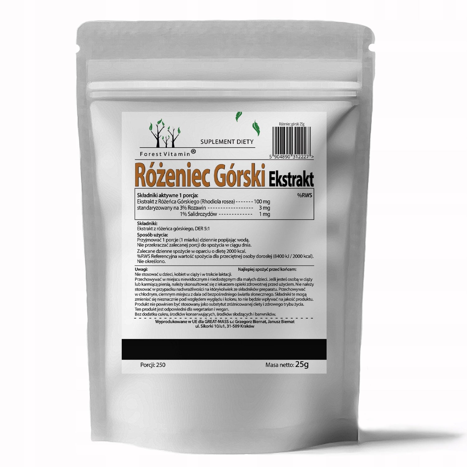 MOUNTAIN ROSARY EXTRACT 25g 3% ROSAVIN 1% SALIDROSIDES FOCUS Brand Forest Vitamin