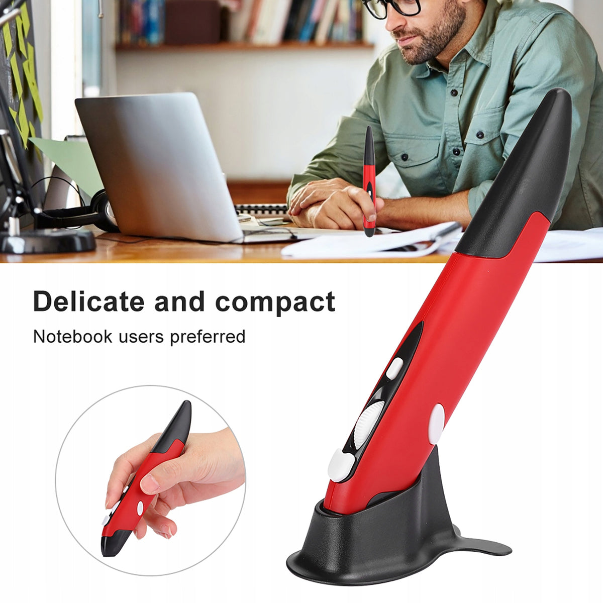 MOUSE OPTICAL PEN USB WIRELESS RED Batteries included yes