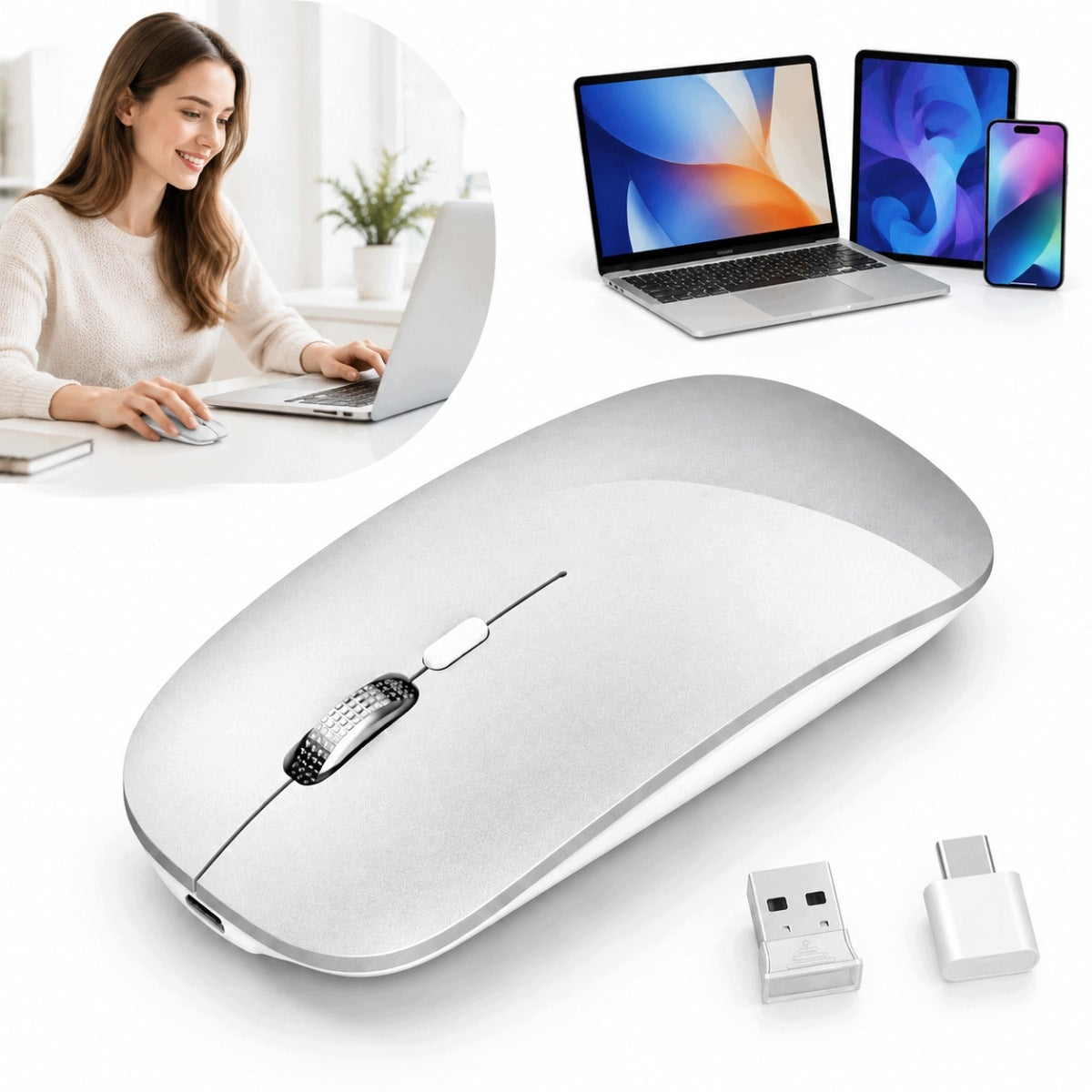 MOUSE WIRELESS BLUETOOTH SILENT TABLET