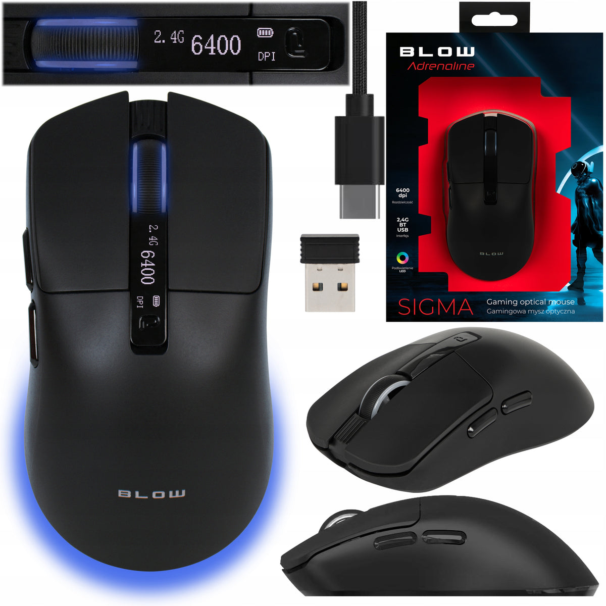 MOUSE WIRELESS GAMING COMPUTER OPTICAL USB BT RGB 2.4G