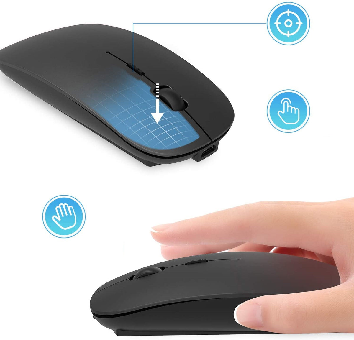 MOUSE WIRELESS MOUSE BLUETOOTH QUIET TABLET / SMART TV / LAPTOP black Manufacturer code MOUSE LAPTOP TABLET SMARTFON SMART TV