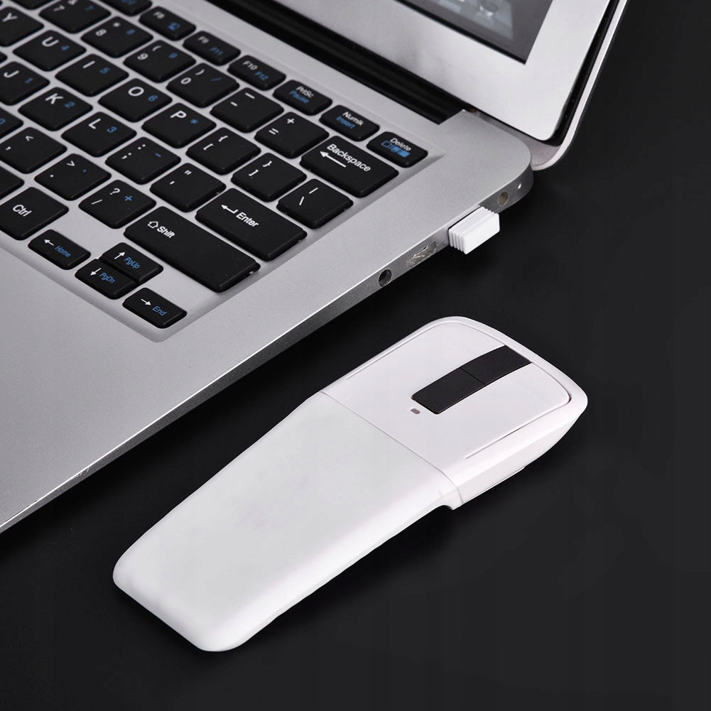 MOUSE WIRELESS MOUSE FOLDABLE USB WHITE Batteries included no
