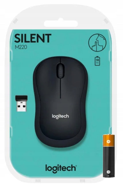MOUSE WIRELESS MOUSE LOGITECH M220 SILENT TOUCH QUIET 1000 DPI BLACK