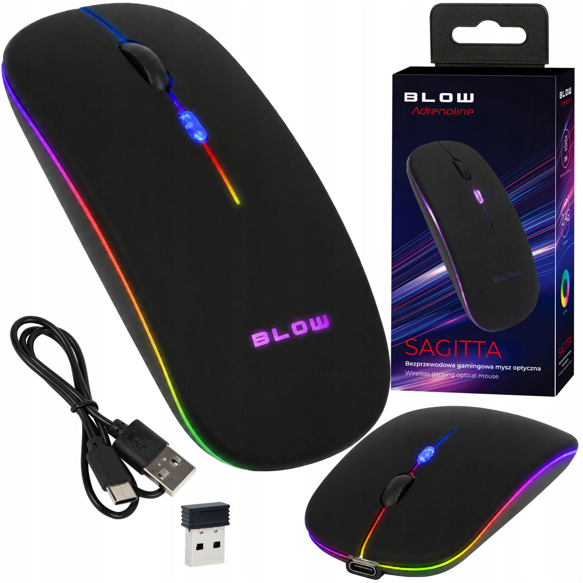 MOUSE WIRELESS SLIM OPTICAL COMPUTER USB PC LAPTOP BLACK