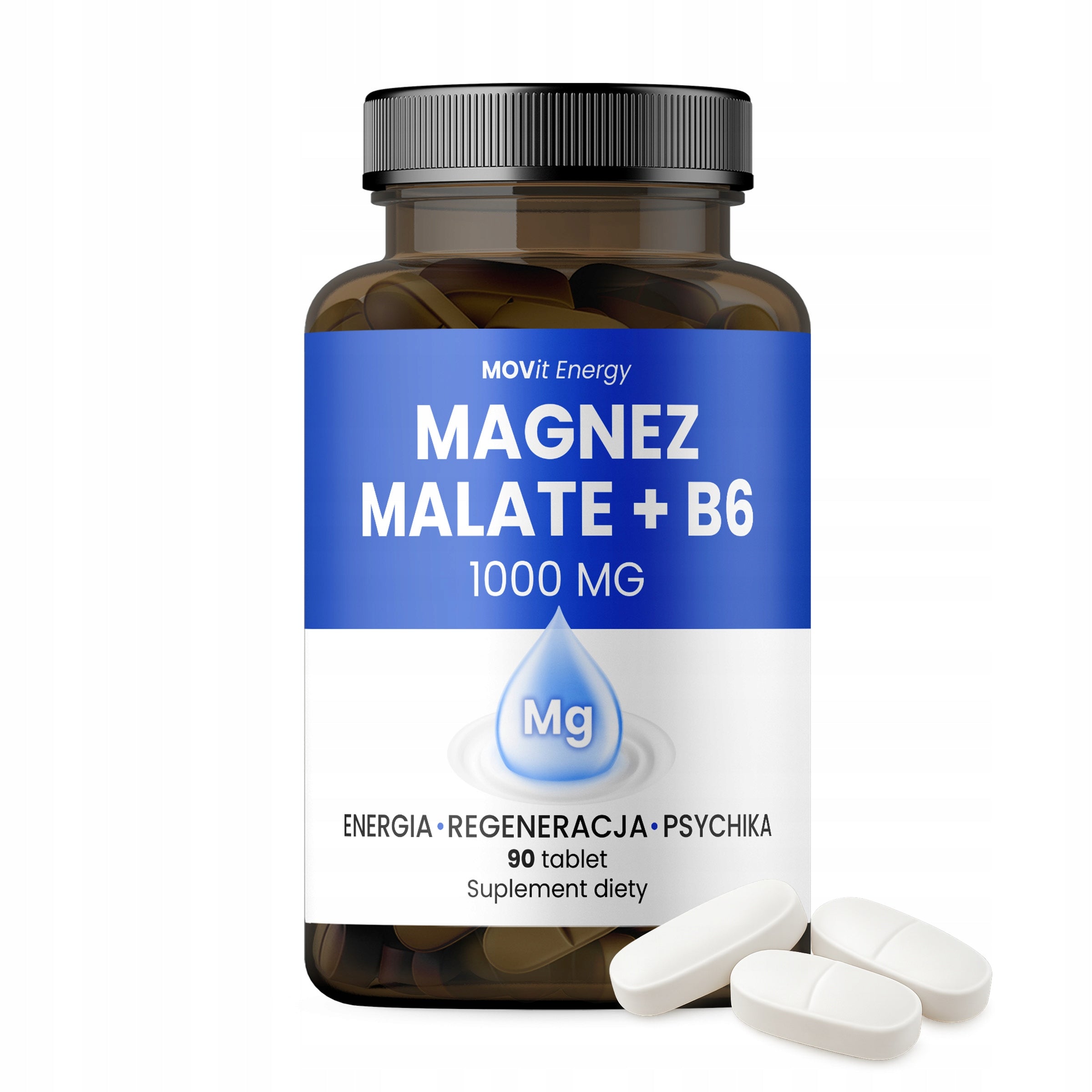 MOVit Magnesium Malate 1000 mg + B6, 90 tablets - Energy, regeneration