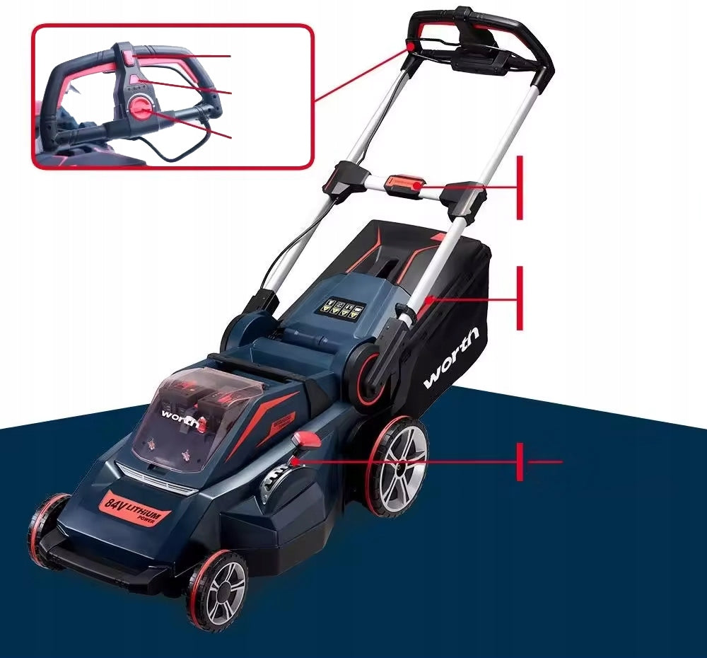 MOWER CORDLESS CHARGER STRONG + AKU 2X FOR GRASS WITH DRIVE SET Series 2024 BEZSZCZOTKOWA PRO NAJWIĘKSZE 60L
