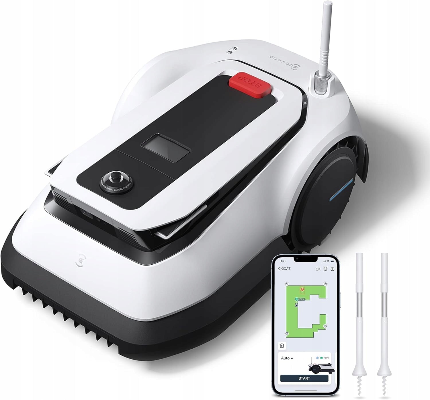 MOWER ROBOT MOWING ECOVACS GOAT G1 AVOIDING OBSTACLES 3D APPLICATION