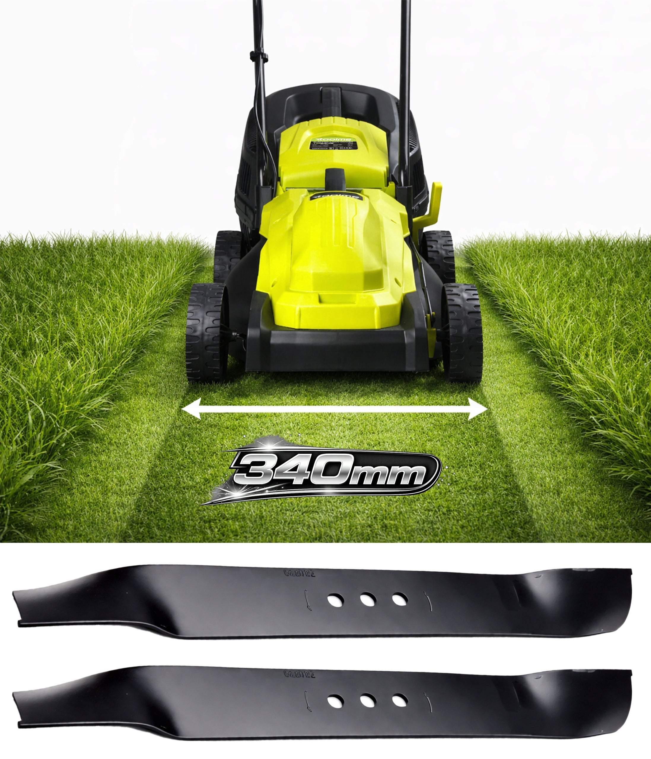 MOWER electric trimmer STRONG Large basket TOOLME TM341 2x KNIFE 34cm Series COMFORT WORK