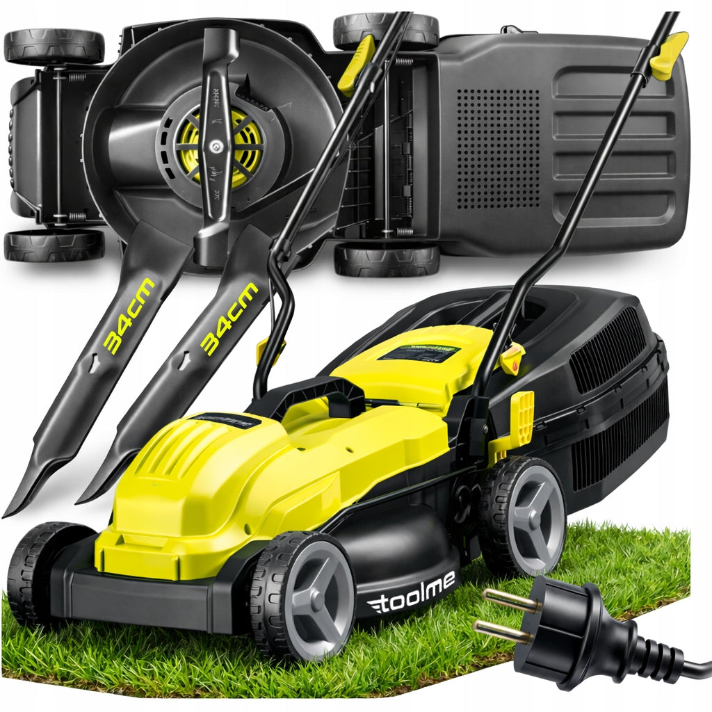 MOWER electric trimmer STRONG Large basket TOOLME TM341 2x KNIFE 34cm
