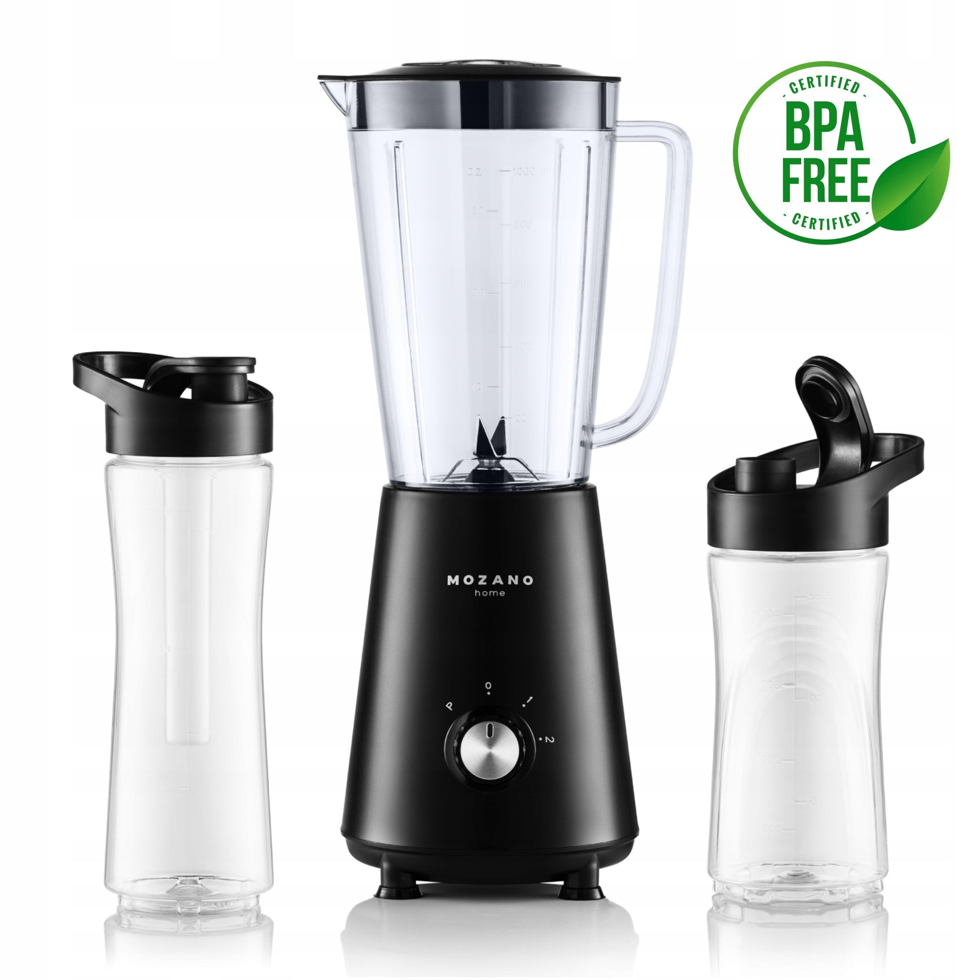 MOZANO 450 CUP BLENDER IN BLACK + 2 WATER BOTTLES WITH COOLING CARTRIDGES Brand Mozano