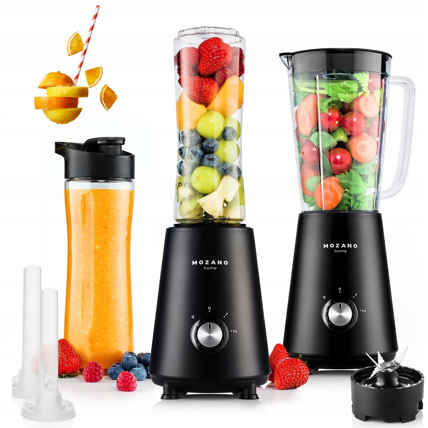 MOZANO 450 CUP BLENDER IN BLACK + 2 WATER BOTTLES WITH COOLING CARTRIDGES