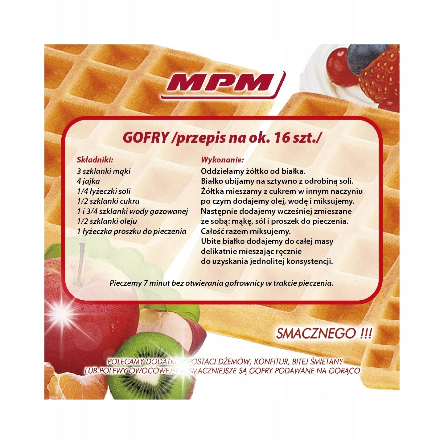 MPM MGO-13 WAFFLE MAKER HIGH POWER 1400W 2 NON-STICK WAFFLES