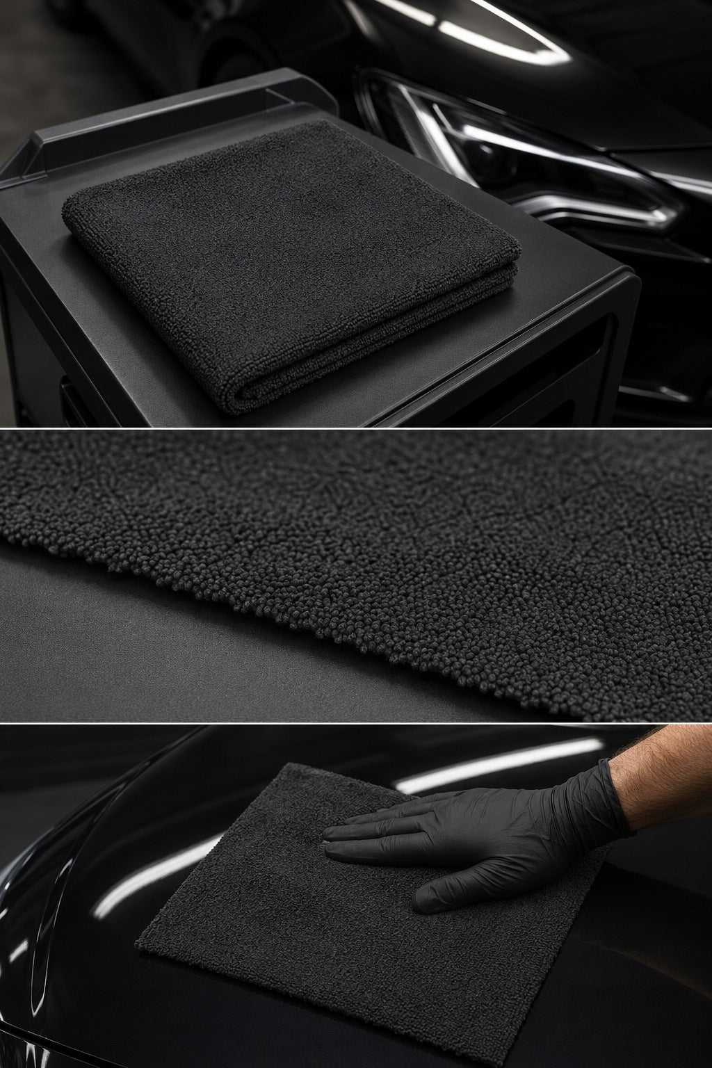 MR RAG black edgeless microfiber cloth 380GSM for car paint 40x40cm Manufacturer code MIKROFIBRA UNIWERSALNA CZARNA MR RAG