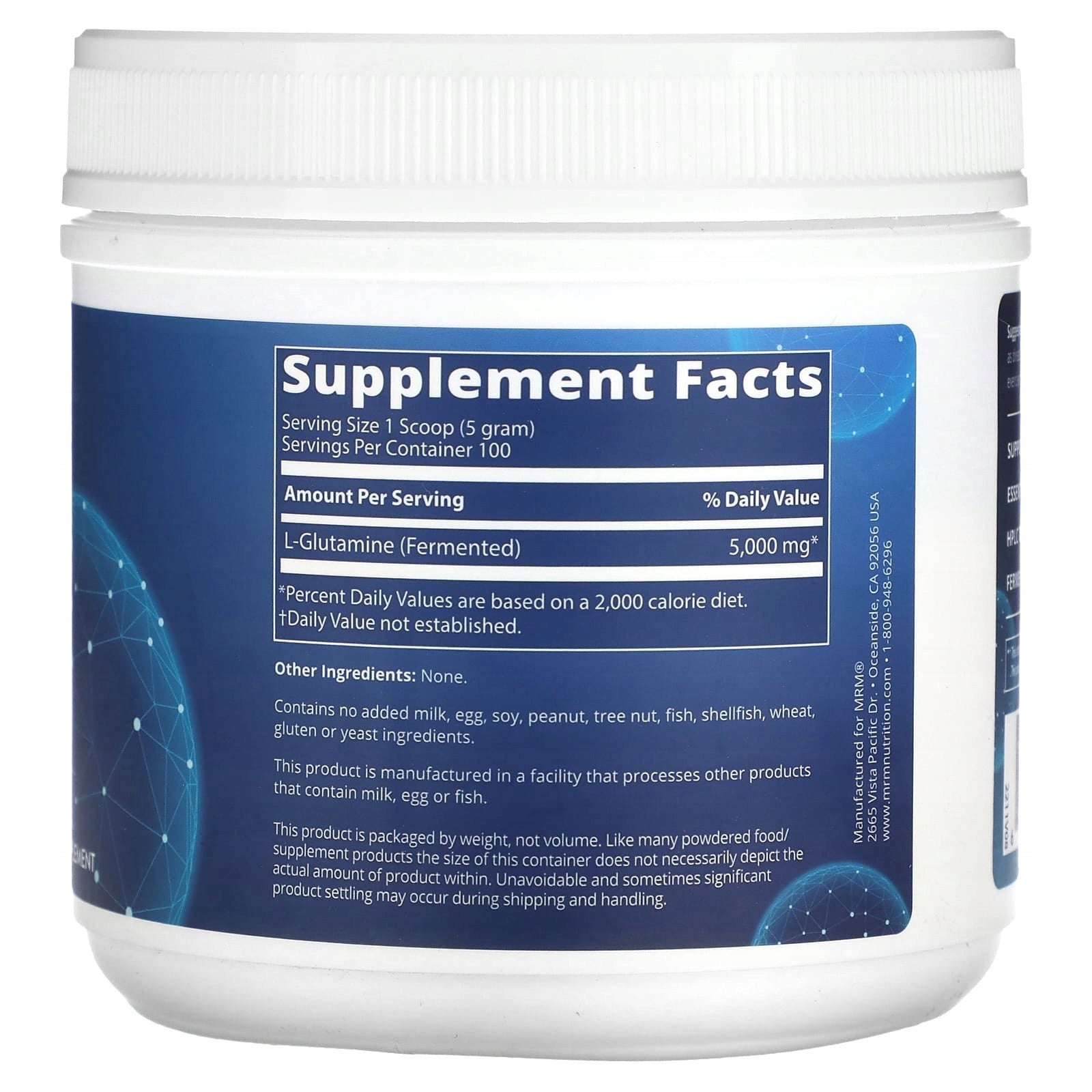 MRM Nutrition, L-glutamine 500, 500 g Expiration date at least 3 months from the date of purchase