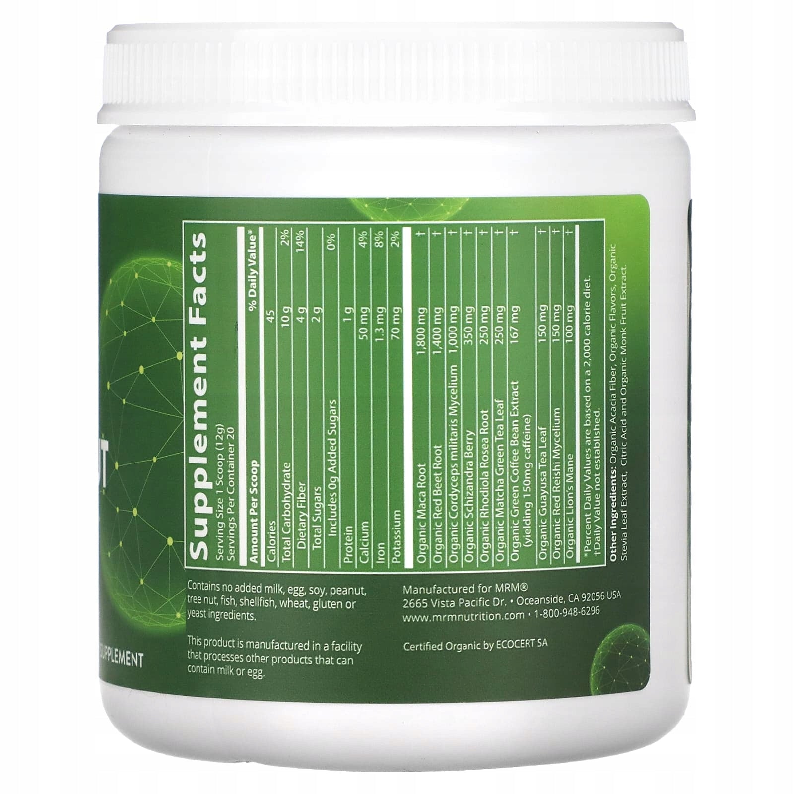 MRM Nutrition, Organic Pre-Workout, Island Fusion, 240 g Expiration date at least 3 months from the date of purchase