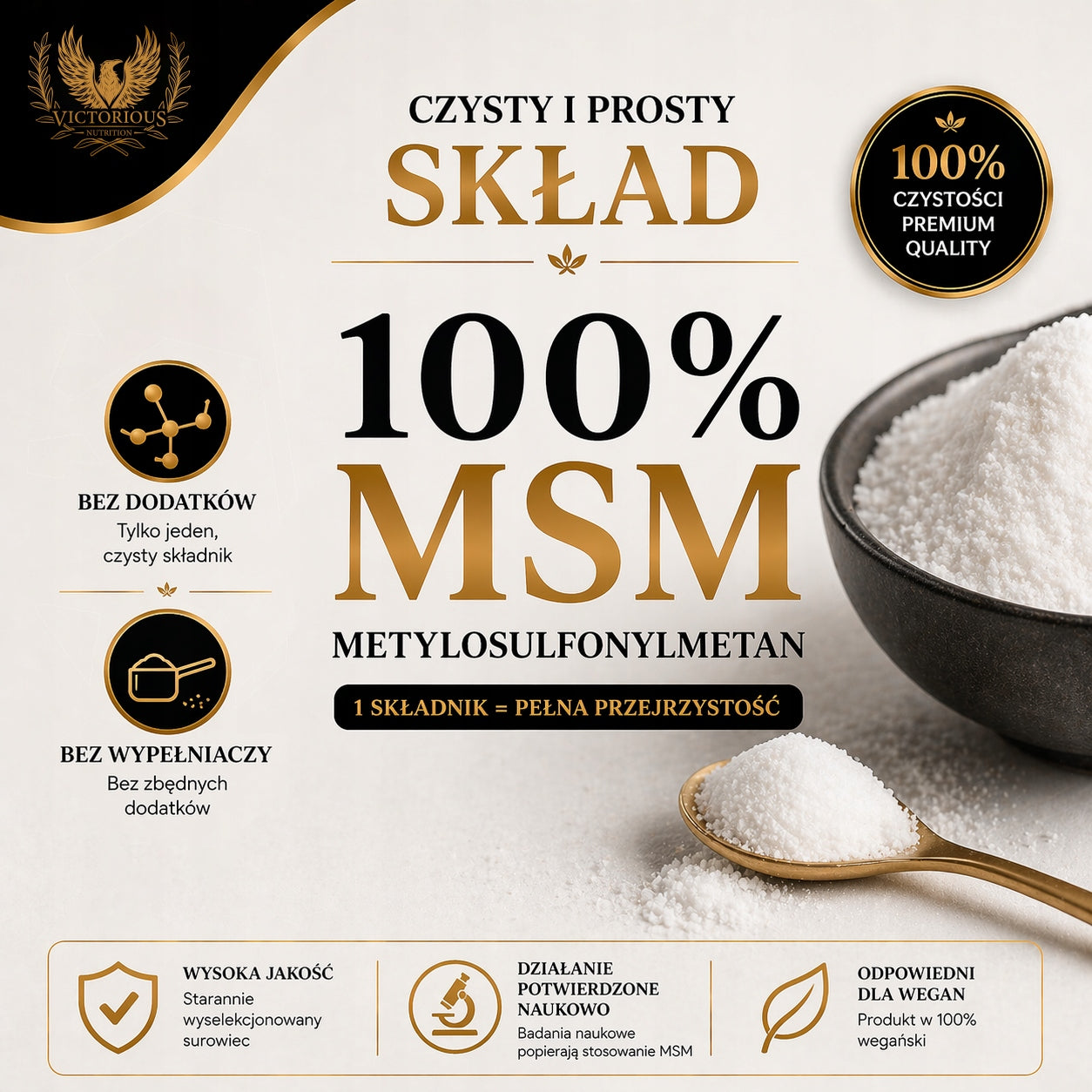MSM 1000g Organic Sulfur Methylsulfonylmethane Joints Skin Victorious Expiration date at least six months from the date of purchase