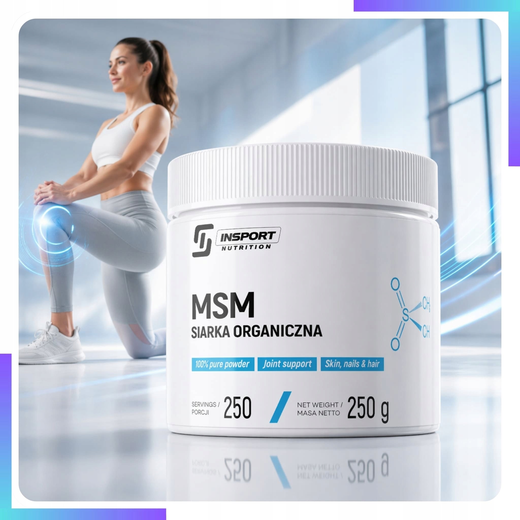 MSM Organic Sulfur 1000mg Pure 250g for joints HAIR NAILS | INSPORT Expiration date at least 3 months from the date of purchase