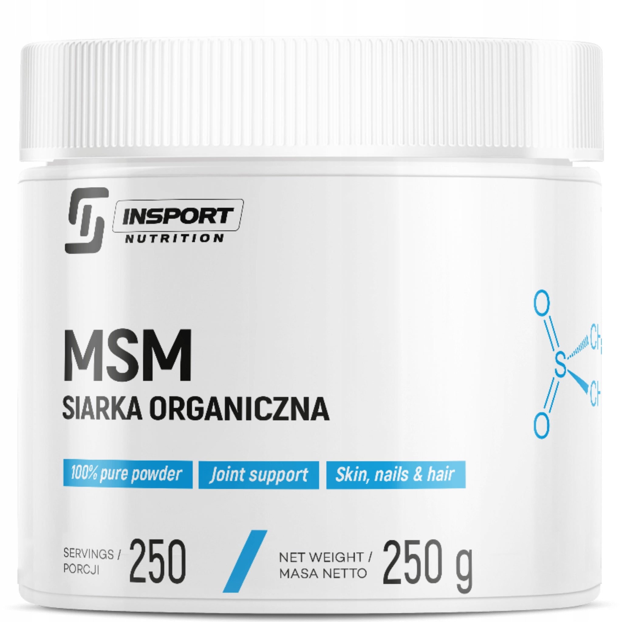 MSM Organic Sulfur 1000mg Pure 250g for joints HAIR NAILS | INSPORT