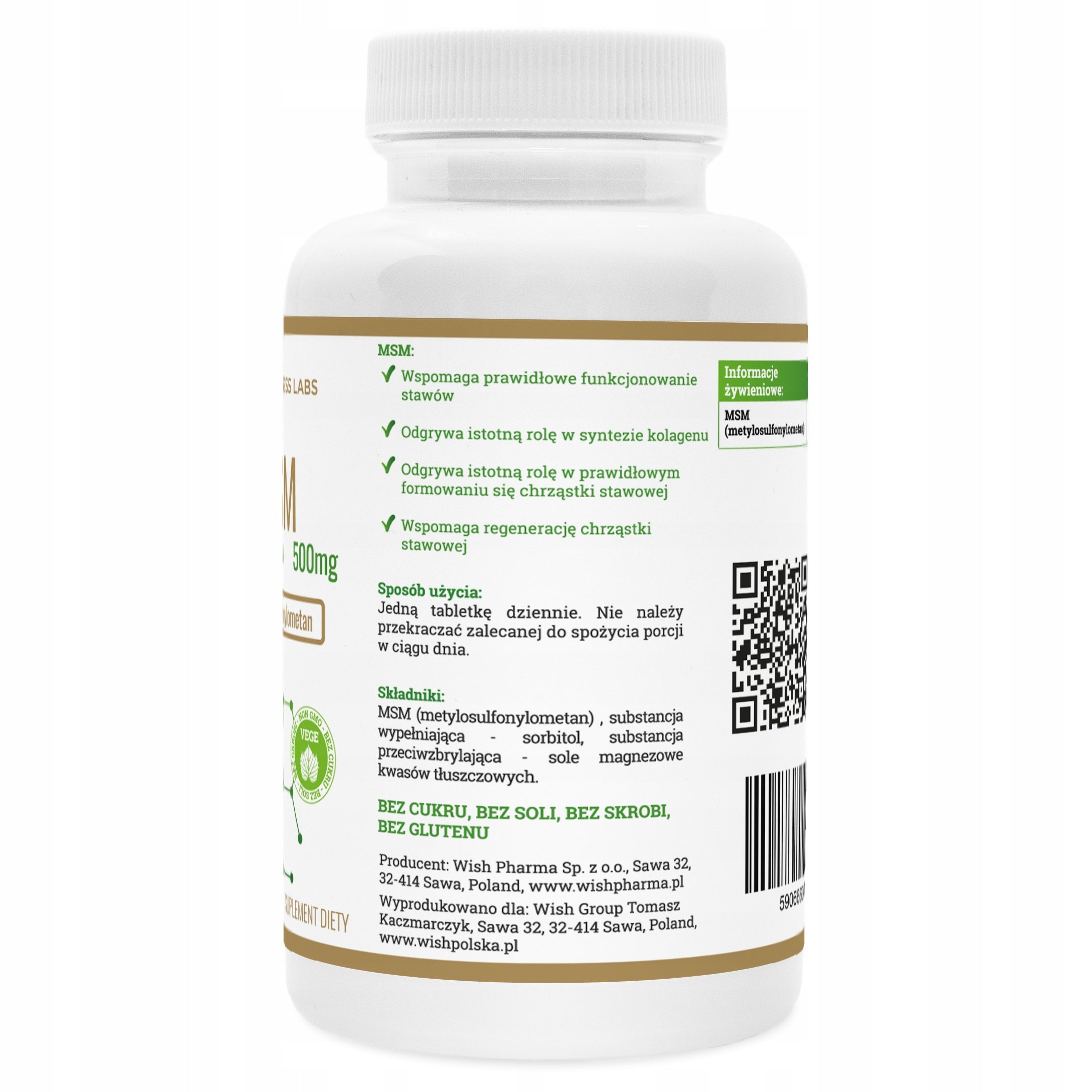 MSM Organic Sulfur 500 mg Bone Joints Regeneration Collagen 250 tablets Packaging status original
