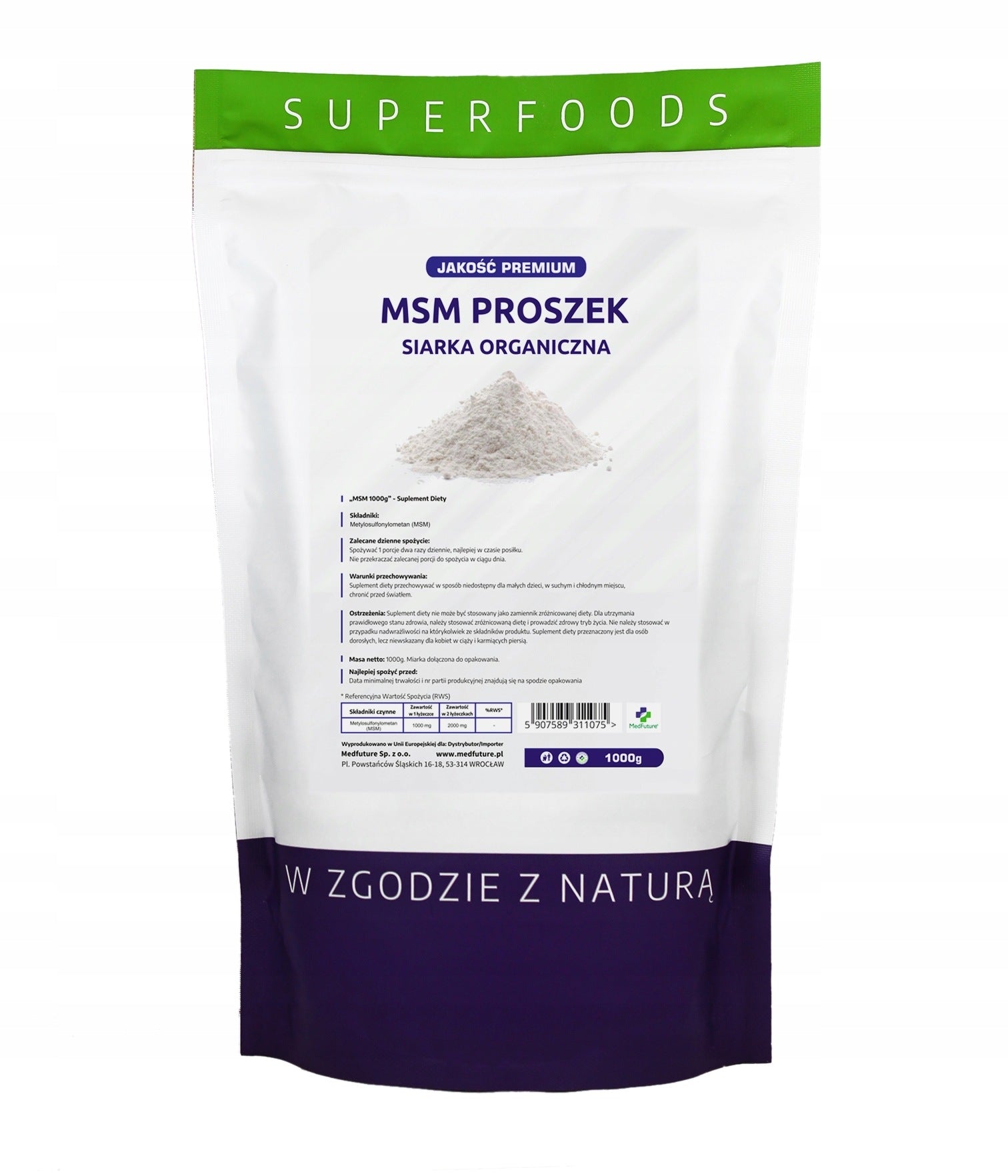 MSM Organic sulfur 1 kg – For joints, skin and regeneration of the body