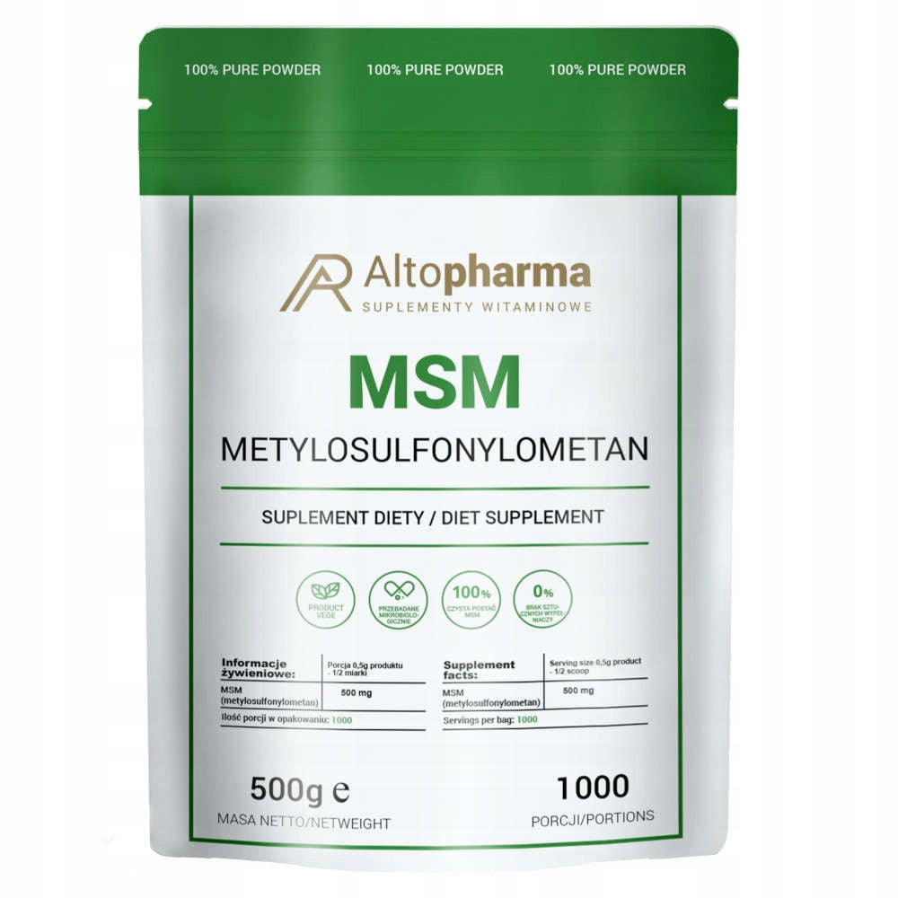 MSM POWDER ORGANIC SULFUR PRODUCT VEGE 500g Manufacturer code zdrowe kości i stawy,