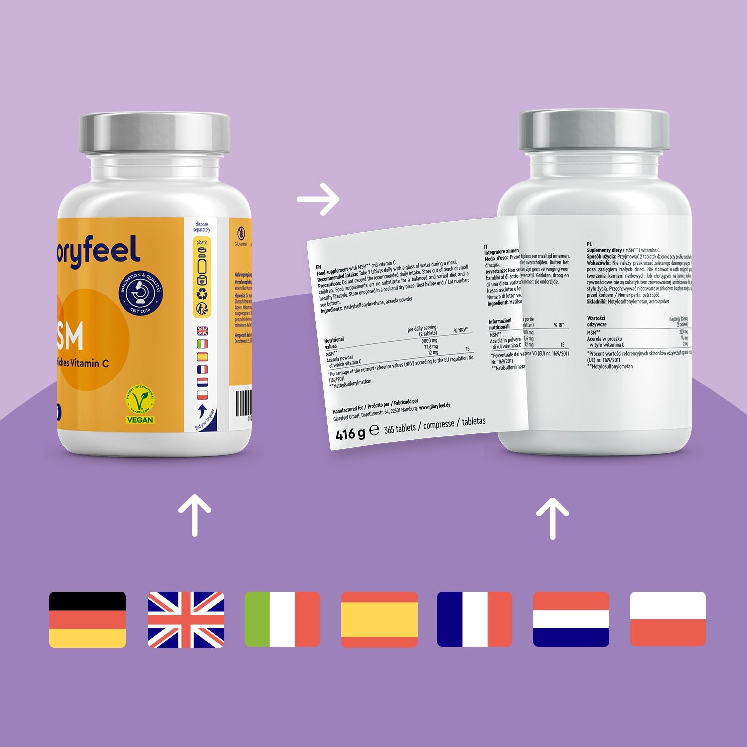 MSM SIARKA ORGANICZNA 2000mg WITAMINA C 365 tabs. ZDROWE STAWY KOŚCI EAN (GTIN) 4260619420378