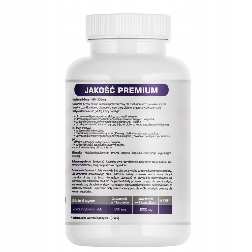 MSM organic sulfur 500 mg joints bone muscles Brand MedFuture