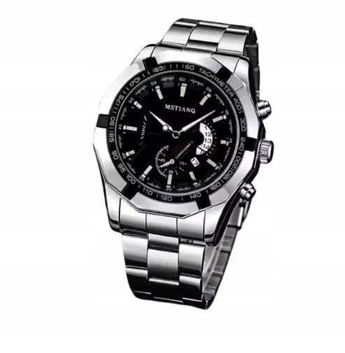 MSTIANQ MEN'S WATCH ELEGANT Silver Steel BRACELET WATERPROOF