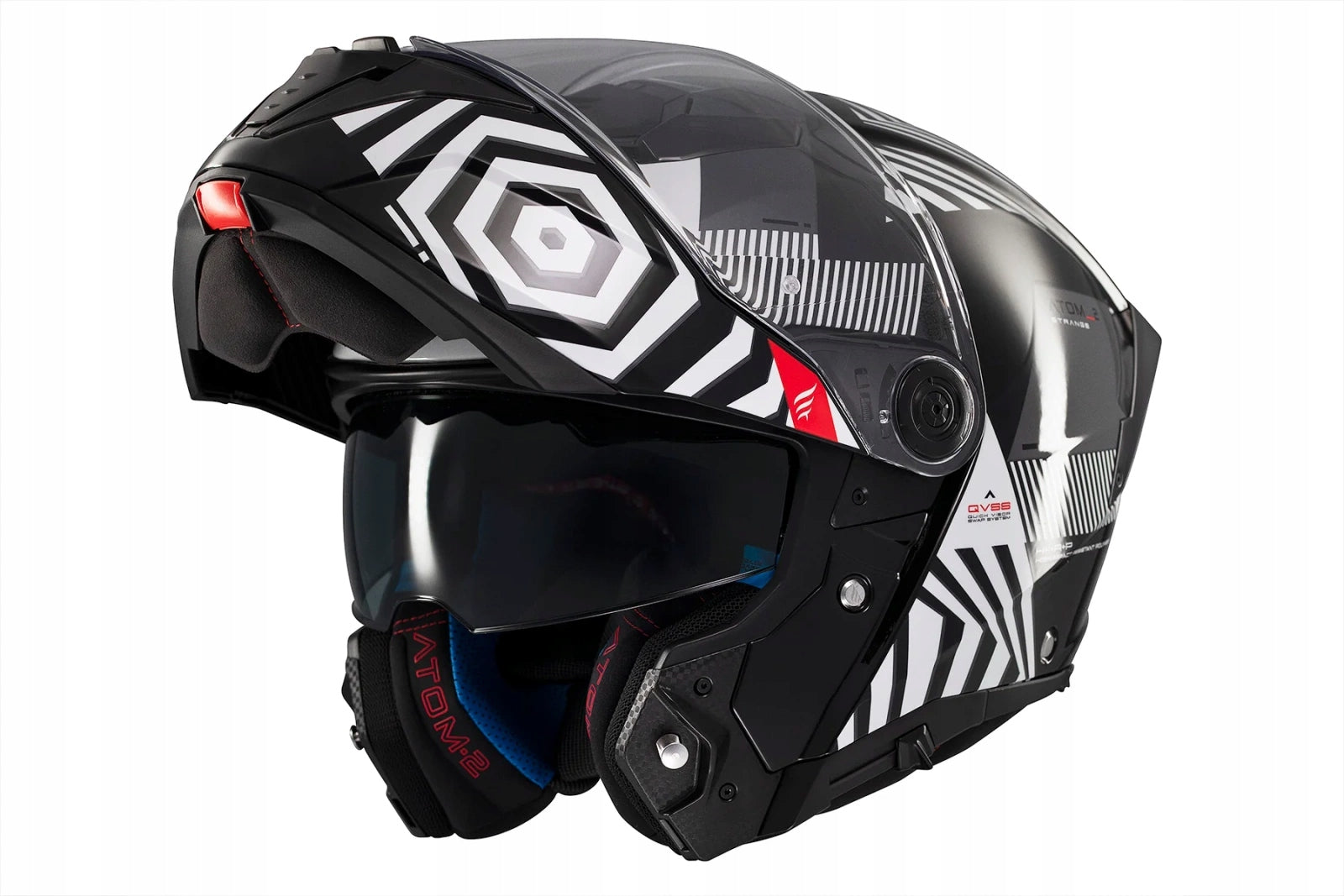 MT HELMETS ATOM 2 SV STRANGE B2 BLACK WHITE MOTORCYCLE HELMET BLACK WHITE Packaging status original