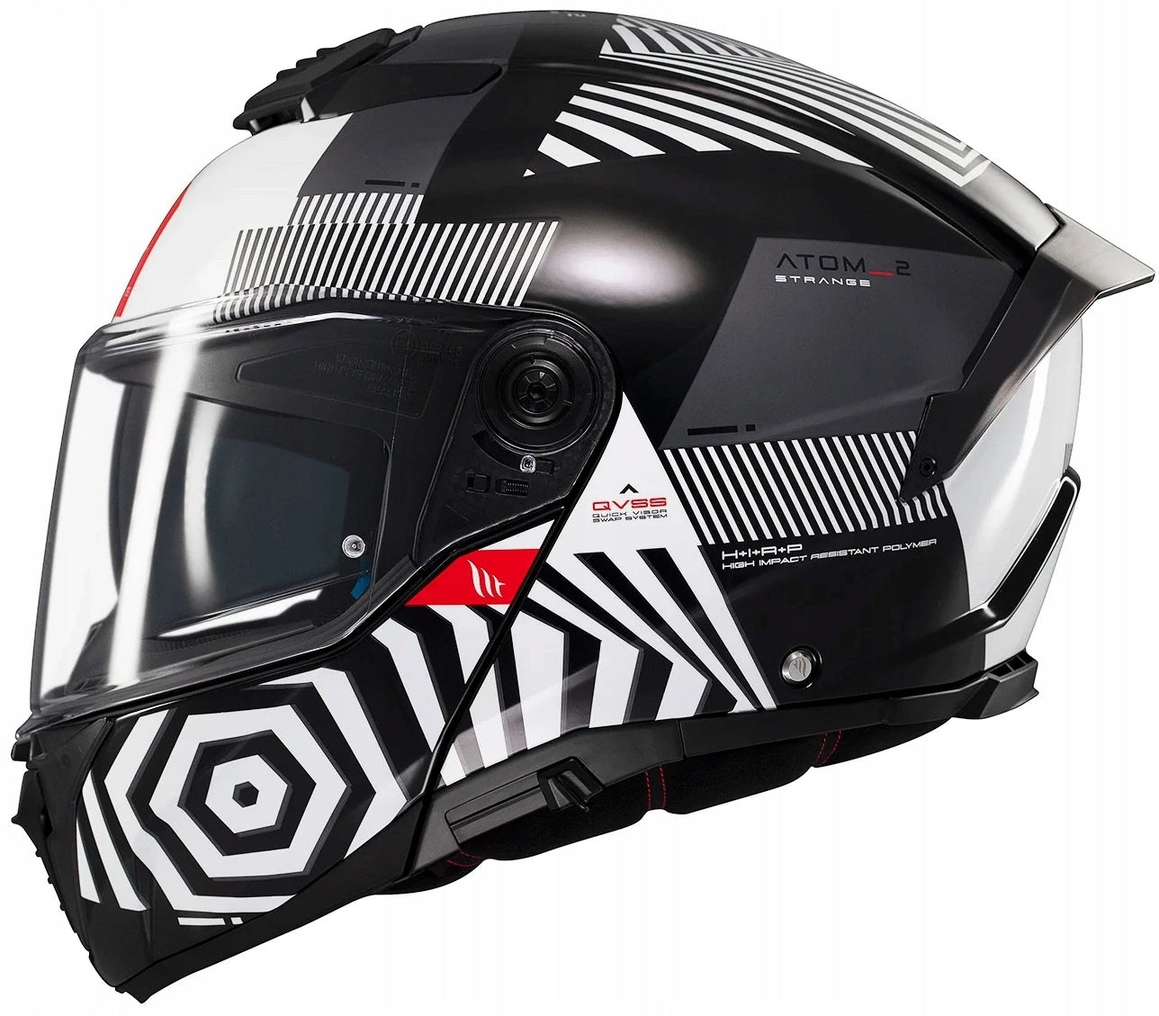 MT HELMETS ATOM 2 SV STRANGE B2 BLACK WHITE MOTORCYCLE HELMET BLACK WHITE