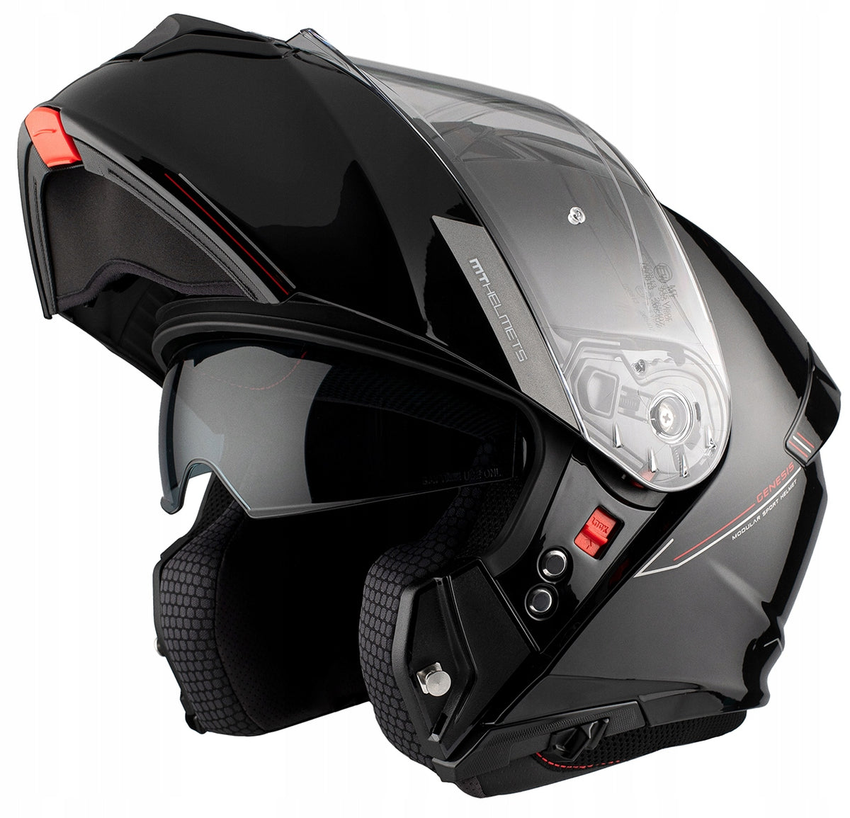 MT HELMETS GENESIS SV SOLID BLACK MOTORCYCLE HELMET JAW BLACK Packaging status original