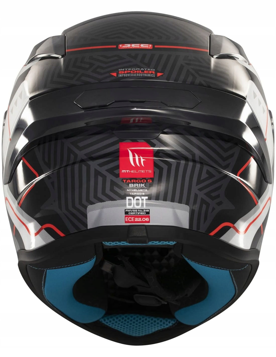MT HELMETS TARGO S C0 BRIK BLACK WHITE GLOSS MOTORCYCLE HELMET INTEGRAL European type approval ECE R22-06