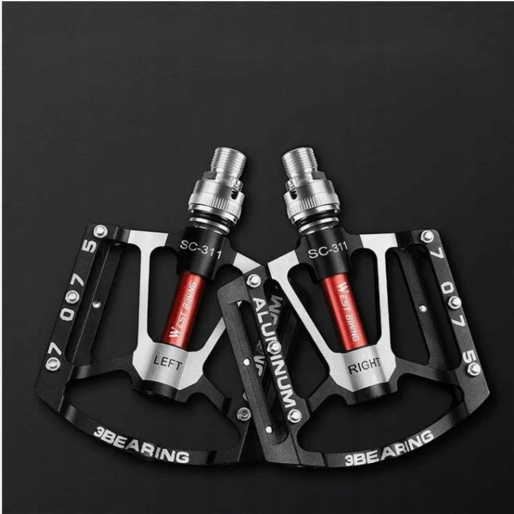 MTB ALUMINUM BICYCLE PEDALS LIGHTWEIGHT BLACK 3 Bearing Brand no brand