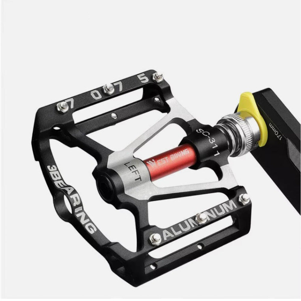 MTB ALUMINUM BICYCLE PEDALS LIGHTWEIGHT BLACK 3 Bearing