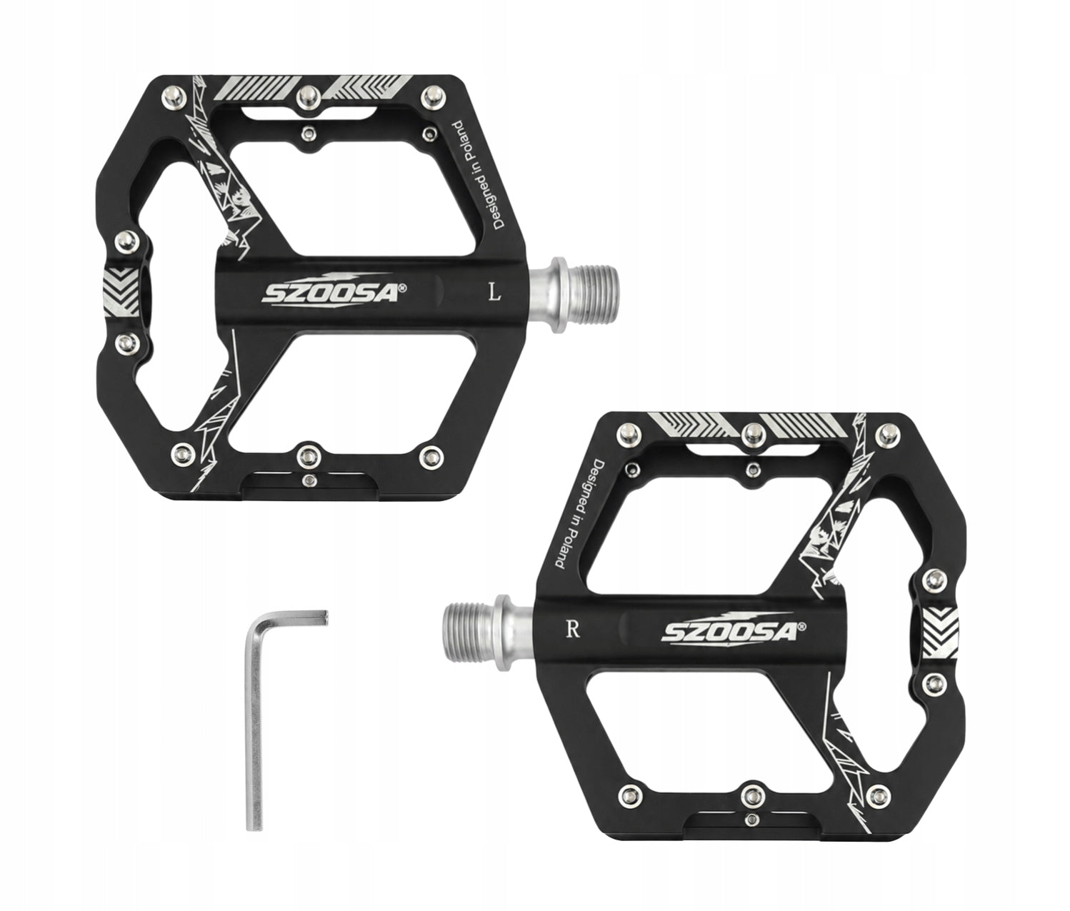MTB Aluminum Platform Bike Pedals 3 Bearing Pins RidgePro-Q5Alpine Brand SZOOSA