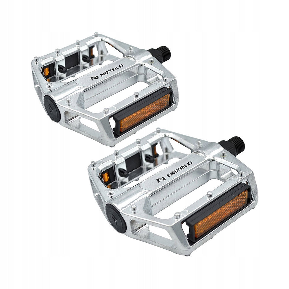 MTB BMX Aluminum Bike Pedals WITH REFLECTORS for Bike SILVER New PAIR Manufacturer code HF-805