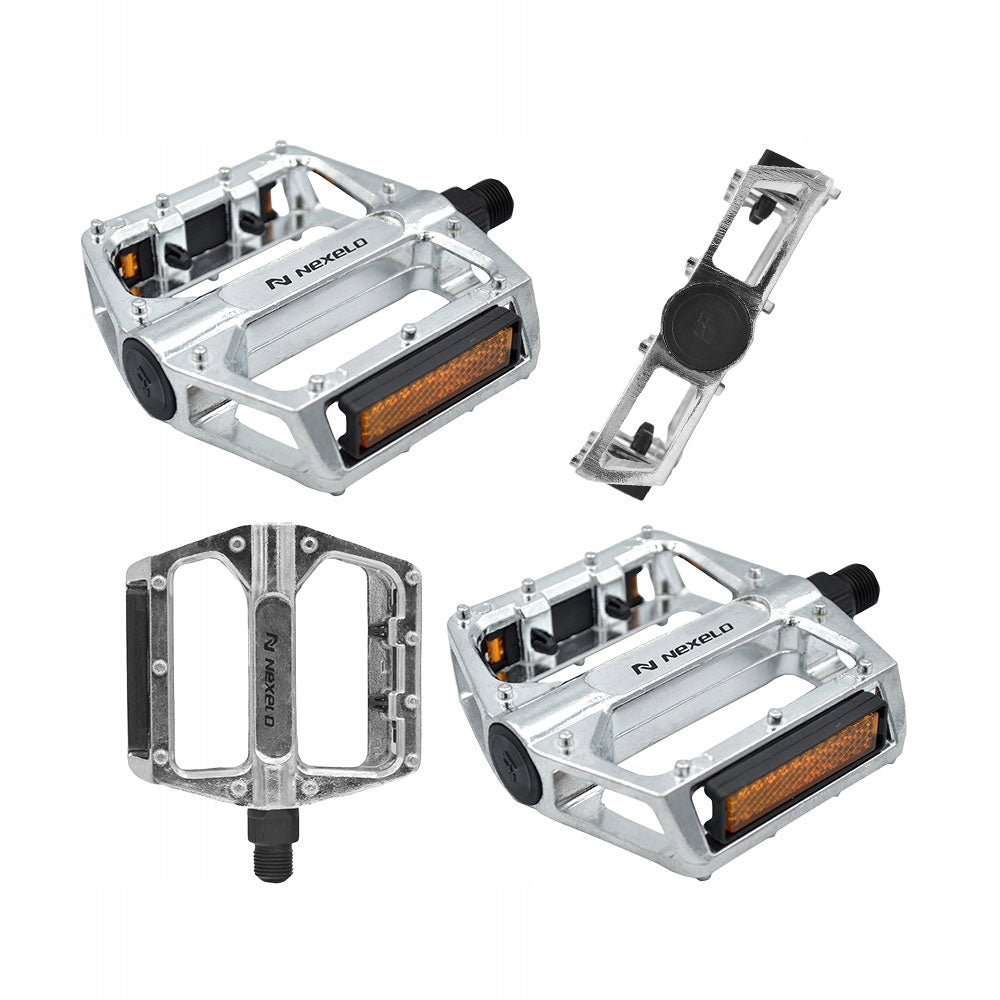 MTB BMX Aluminum Bike Pedals WITH REFLECTORS for Bike SILVER New PAIR