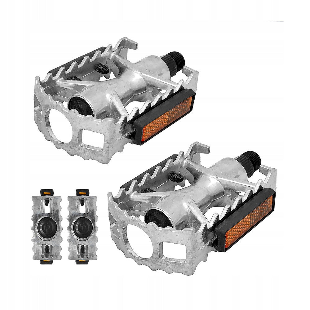 MTB Bike Pedals Silver Aluminum with Reflectors NEW DURABLE Manufacturer code FP-961