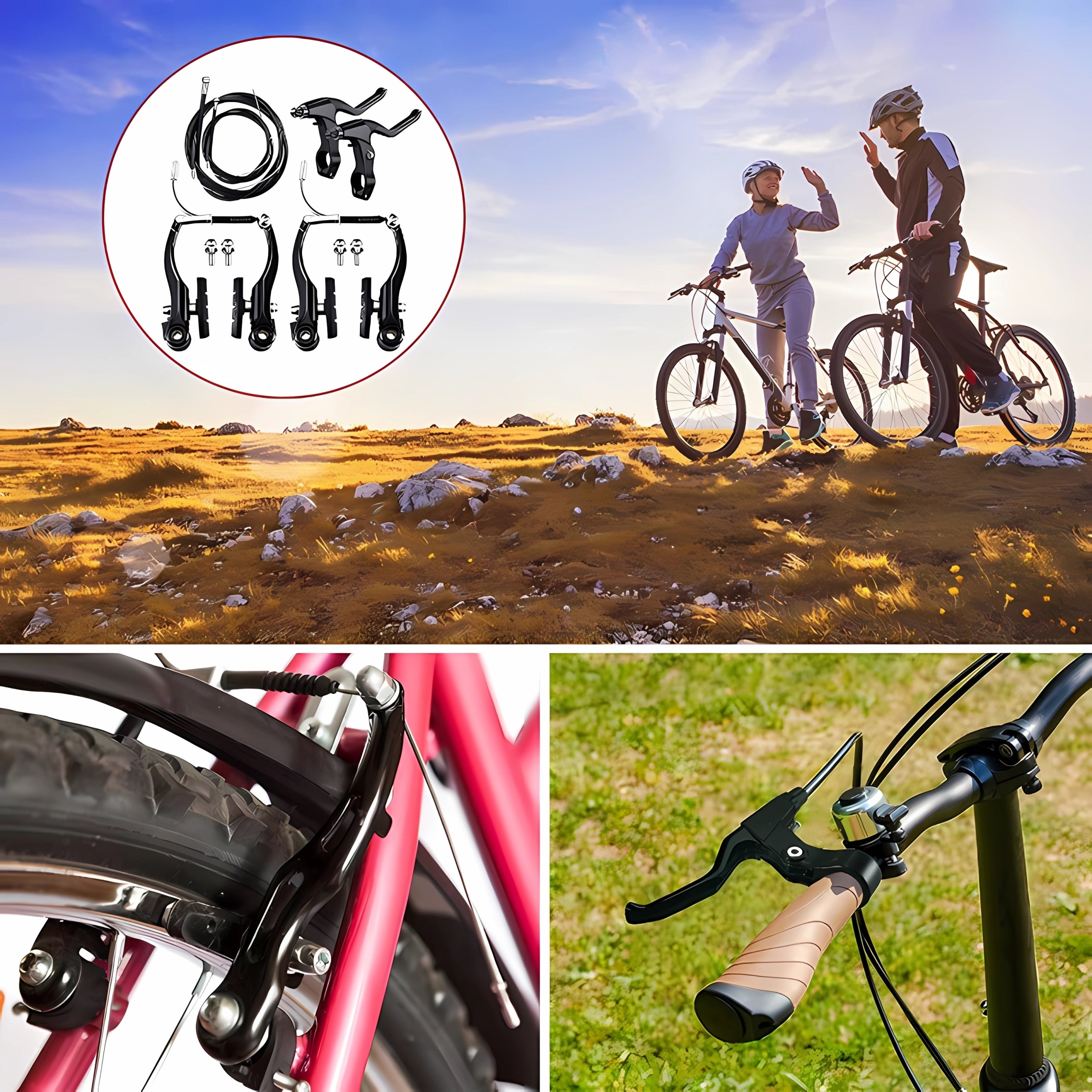MTB Brake set front rear Brake V-brake cable pads levers Kind mechanical