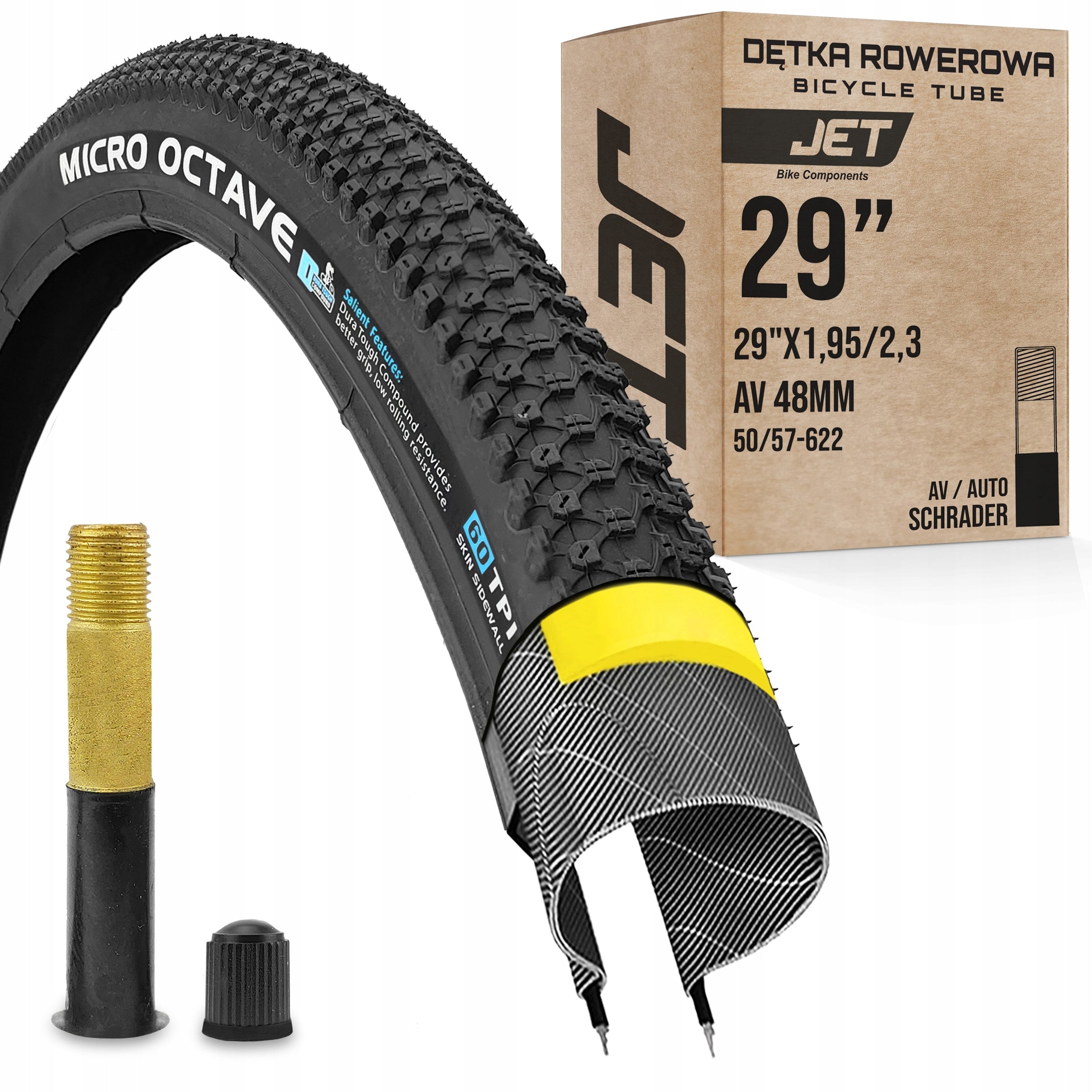 MTB bicycle tyre set - XC BLACKONE - 29x2.10 / 54-622 mm + JET inner tube Wheel size (") 29