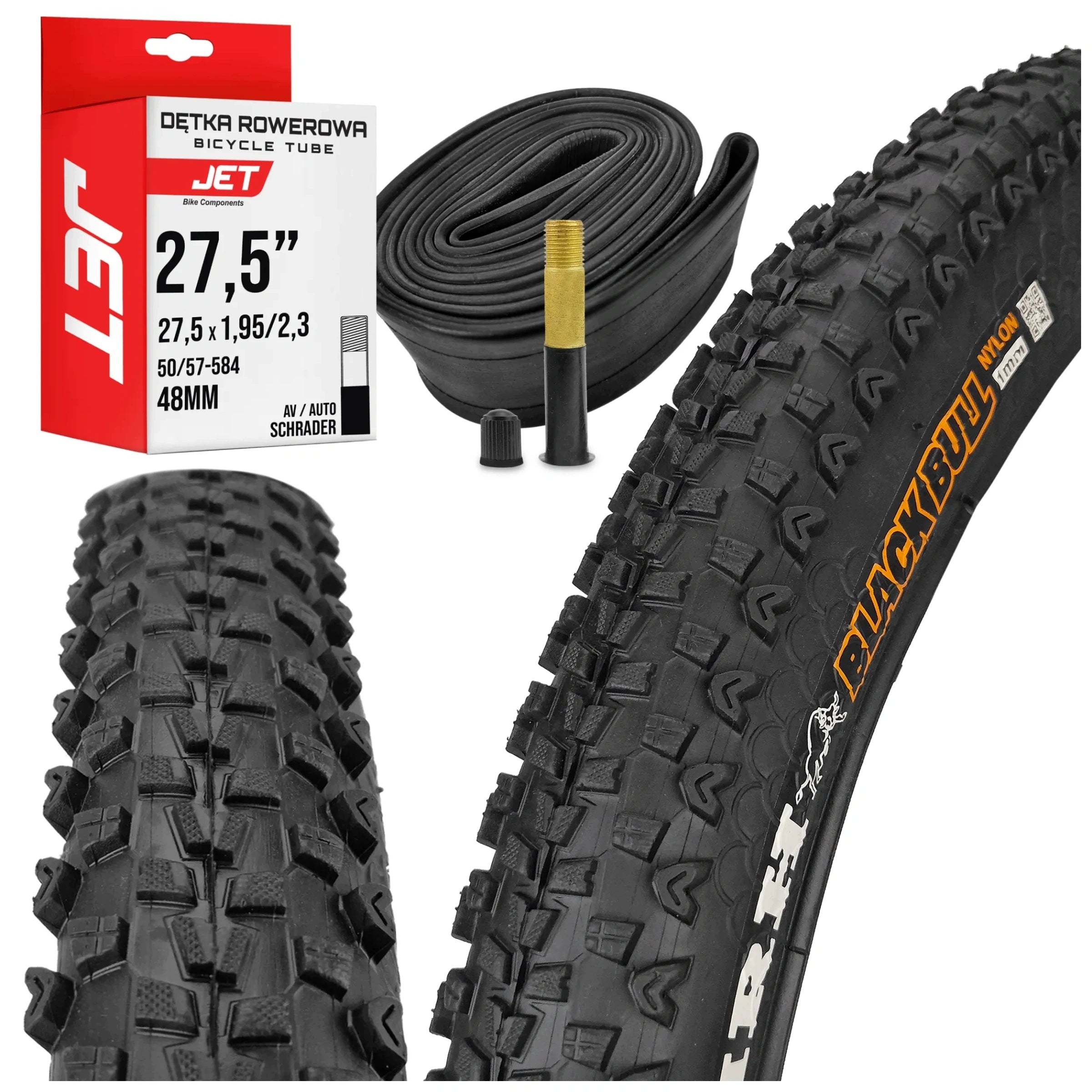 MTB bike kit 27.5 tire 27,5 x 2,1 + inner tube with car valve