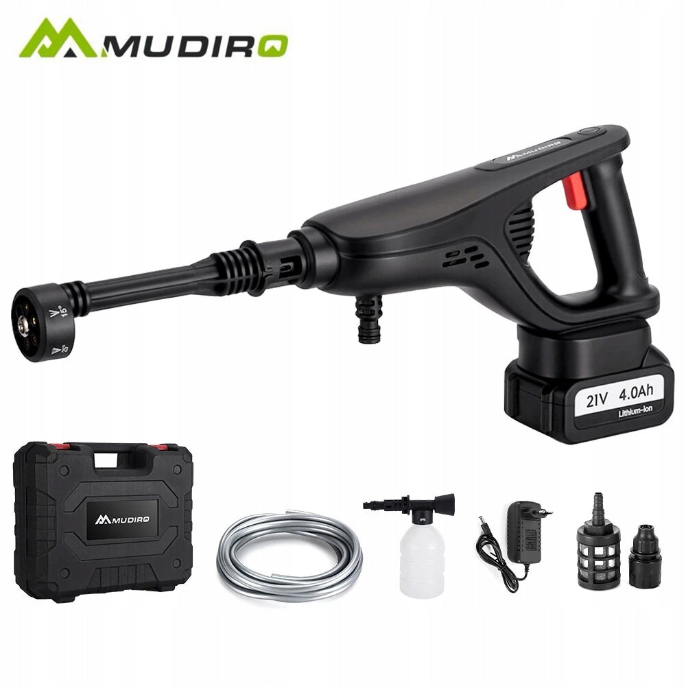 MUDIRO Brushless Battery Pressure Washer Cordless 220Bar 3500W 6-in-1