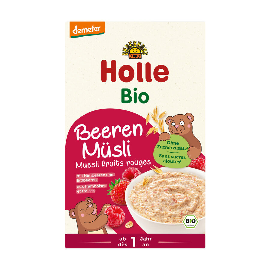MUESLI WITH RASPBERRIES AND STRAWBERRIES WITHOUT ADDED SUGARS FROM 1 YEAR DEMETER BIO 200
