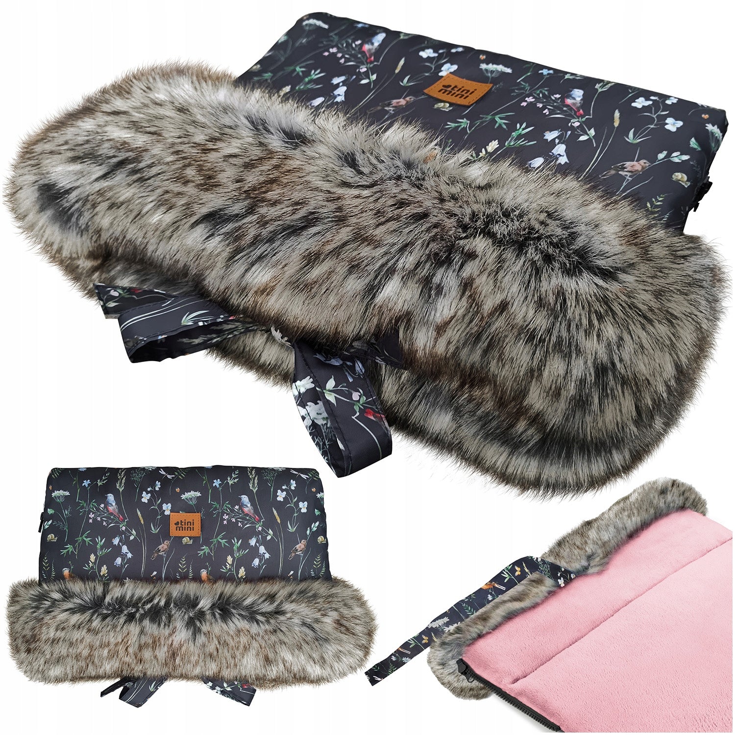 MUFFKA GONDOLA SLED STROLLER GLOVE WITH FUR INSULATED FOREST MEADOW